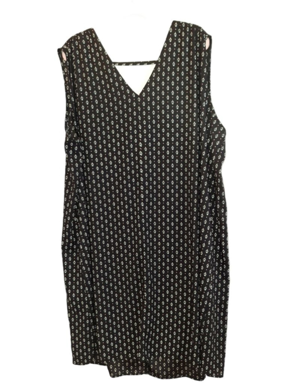 LOFT Plus Black & White Patterned Sleeveless Dress Size 26 officecore